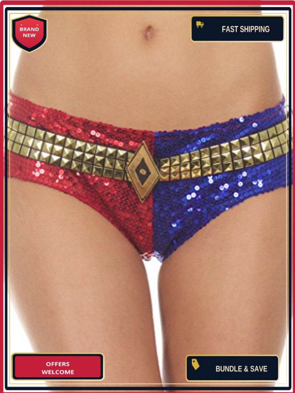 Officially Licensed Harley Quinn Cosplay Shorts Panties Women Halloween Costume